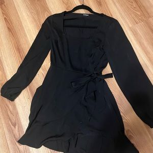 Express satin mini dress with tie detail